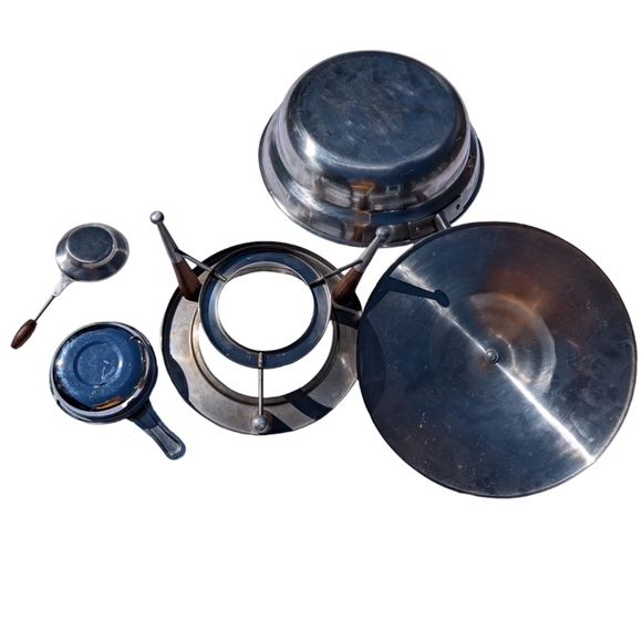 FONDUE POT Retro 1970 Stainless Steel Large Vintage Party Bowl - Picture 3 of 8